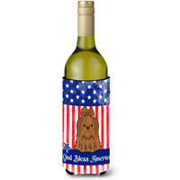 "Caroline's Treasures BB3081LITERK USA Shih Tzu Silver Chocolate Wine Bottle Hugger cold-beverage-koozies, 750 ml, Multicolor"