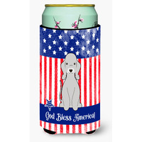 "Caroline's Treasures BB3085TBC Patriotic USA Bedlington Terrier Blue Tall Boy Hugger cold-beverage-koozies, Multicolor"