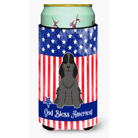 "Caroline's Treasures BB3087TBC Patriotic USA Cocker Spaniel Black Tall Boy Hugger cold-beverage-koozies, Multicolor"