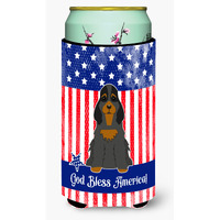 "Caroline's Treasures BB3088TBC Patriotic USA Cocker Spaniel Black Tan Tall Boy Hugger cold-beverage-koozies, Multicolor"