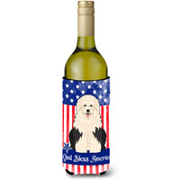 "Caroline's Treasures BB3091LITERK USA Old English Sheepdog Wine Bottle Hugger cold-beverage-koozies, 750 ml, Multicolor"