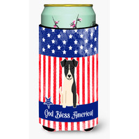 "Caroline's Treasures BB3093TBC Patriotic USA Smooth Fox Terrier Tall Boy Hugger cold-beverage-koozies, Multicolor"
