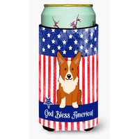 "Caroline's Treasures BB3095TBC Patriotic USA Corgi Tall Boy Insulator Hugger cold-beverage-koozies, Multicolor"