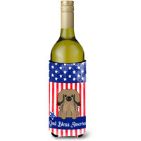 "Caroline's Treasures BB3097LITERK Patriotic USA Pekingnese Tan Wine Bottle Hugger cold-beverage-koozies, 750 ml, Multicolor"