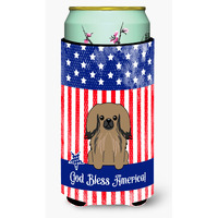 "Caroline's Treasures BB3097TBC Patriotic USA Pekingnese Tan Tall Boy Hugger cold-beverage-koozies, Multicolor"