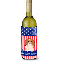 "Caroline's Treasures BB3098LITERK USA Pekingnese Red White Wine Bottle Hugger cold-beverage-koozies, 750 ml, Multicolor"
