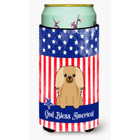 "Caroline's Treasures BB3099TBC Patriotic USA Pekingnese Fawn Sable Tall Boy Hugger cold-beverage-koozies, Multicolor"