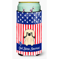 "Caroline's Treasures BB3101TBC Patriotic USA Pekingnese Cream Tall Boy Hugger cold-beverage-koozies, Multicolor"