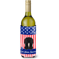 "Caroline's Treasures BB3102LITERK Patriotic USA Pekingnese Black Wine Bottle Hugger cold-beverage-koozies, 750 ml, Multicolor"