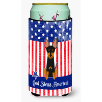 "Caroline's Treasures BB3104TBC Patriotic USA English Toy Terrier Tall Boy Hugger cold-beverage-koozies, Multicolor"
