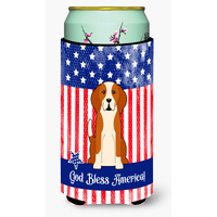 "Caroline's Treasures BB3105TBC Patriotic USA English Foxhound Tall Boy Hugger cold-beverage-koozies, Multicolor"