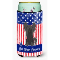 "Caroline's Treasures BB3107TBC Patriotic USA Chinese Crested Black Tall Boy Hugger cold-beverage-koozies, Multicolor"