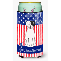 "Caroline's Treasures BB3109TBC Patriotic USA White Boxer Cooper Tall Boy Hugger cold-beverage-koozies, Multicolor"