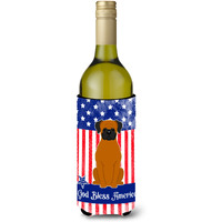 "Caroline's Treasures BB3110LITERK Patriotic USA Fawn Boxer Wine Bottle Hugger cold-beverage-koozies, 750 ml, Multicolor"