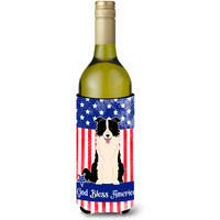 "Caroline's Treasures BB3113LITERK USA Border Collie Black White Wine Bottle Hugger cold-beverage-koozies, 750 ml, Multicolor"