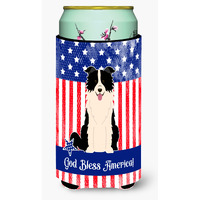 "Caroline's Treasures BB3113TBC USA Border Collie Black White Tall Boy Hugger cold-beverage-koozies, Multicolor"