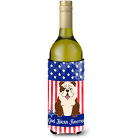 "Caroline's Treasures BB3116LITERK English Bulldog Brindle White Wine Bottle Hugger cold-beverage-koozies, 750 ml, Multicolor"