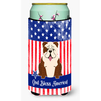 "Caroline's Treasures BB3116TBC USA English Bulldog Brindle White Tall Boy Hugger cold-beverage-koozies, Multicolor"