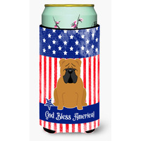 "Caroline's Treasures BB3117TBC Patriotic USA English Bulldog Red Tall Boy Hugger cold-beverage-koozies, Multicolor"