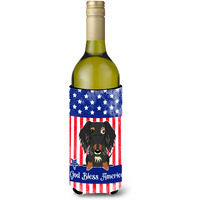 "Caroline's Treasures BB3123LITERK USA Wire Haired Dachshund Dapple Wine Bottle Hugger cold-beverage-koozies, 750 ml, Multicolor"