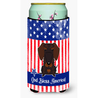 "Caroline's Treasures BB3124TBC USA Wire Haired Dachshund Chocolate Tall Boy Hugger cold-beverage-koozies, Multicolor"