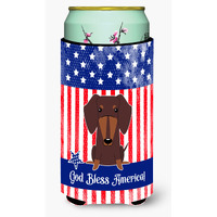 "Caroline's Treasures BB3126TBC Patriotic USA Dachshund Chocolate Tall Boy Hugger cold-beverage-koozies, Multicolor"