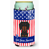 "Caroline's Treasures BB3127TBC Patriotic USA Dachshund Black Tan Tall Boy Hugger cold-beverage-koozies, Multicolor"