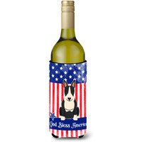 "Caroline's Treasures BB3128LITERK USA Bull Terrier Black White Wine Bottle Hugger cold-beverage-koozies, 750 ml, Multicolor"