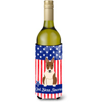 "Caroline's Treasures BB3132LITERK USA Bull Terrier Brindle Wine Bottle Hugger cold-beverage-koozies, 750 ml, Multicolor"