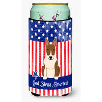 "Caroline's Treasures BB3132TBC Patriotic USA Bull Terrier Brindle Tall Boy Hugger cold-beverage-koozies, Multicolor"