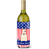 "Caroline's Treasures BB3133LITERK Patriotic USA Bull Terrier White Wine Bottle Hugger cold-beverage-koozies, 750 ml, Multicolor"