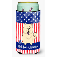 "Caroline's Treasures BB3135TBC Patriotic USA Chow White Tall Boy Hugger cold-beverage-koozies, Multicolor"