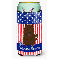 "Caroline's Treasures BB3136TBC Patriotic USA Chow Chocolate Tall Boy Hugger cold-beverage-koozies, Multicolor"