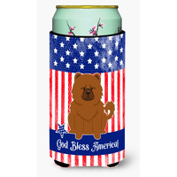 "Caroline's Treasures BB3137TBC Patriotic USA Chow Red Tall Boy Hugger cold-beverage-koozies, Multicolor"