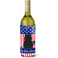 "Caroline's Treasures BB3138LITERK Patriotic USA Chow Black Wine Bottle Hugger cold-beverage-koozies, 750 ml, Multicolor"