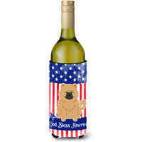 "Caroline's Treasures BB3139LITERK Patriotic USA Chow Cream Wine Bottle Hugger cold-beverage-koozies, 750 ml, Multicolor"