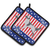 "Caroline's Treasures USA Patriotic English Setter Pair of Pot Holders BB3281PTHD, 7.5HX7.5W, Multicolor"