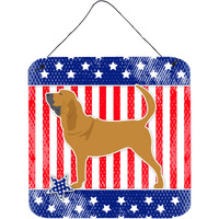 "Caroline's Treasures USA Patriotic Bloodhound Wall or Door Hanging Prints BB3284DS66, 6"" x 6"", Multicolor"
