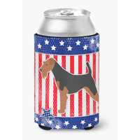"Caroline's Treasures USA Patriotic Welsh Terrier Can or Bottle Hugger BB3285CC, Can Hugger, Multicolor"