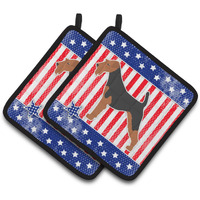"Caroline's Treasures USA Patriotic Welsh Terrier Pair of Pot Holders BB3285PTHD, 7.5HX7.5W, Multicolor"