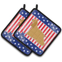 "Caroline's Treasures USA Patriotic Cocker Spaniel Pair of Pot Holders BB3286PTHD, 7.5HX7.5W, Multicolor"