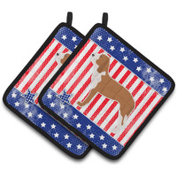 "Caroline's Treasures USA Patriotic Spanish Hound Pair of Pot Holders BB3291PTHD, 7.5HX7.5W, Multicolor"