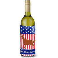 "Caroline's Treasures IUSA Patriotic rash Setter Wine Bottle Beverage Insulator Hugger, 750 ml, Multicolor"