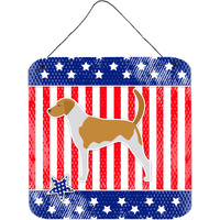 "Caroline's Treasures USA Patriotic American Foxhound Wall or Door Hanging Prints BB3298DS66, 6"" x 6"", Multicolor"