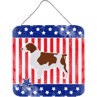 "Caroline's Treasures USA Patriotic Welsh Springer Spaniel Wall or Door Hanging Prints BB3300DS66, 6"" x 6"", Multicolor"