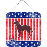 "Caroline's Treasures AUSA Patriotic merican Water Spaniel Wall or Door Hanging Prints BB3301DS66, 6"" x 6"", Multicolor"