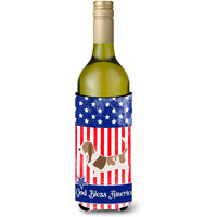 "Caroline's Treasures USA Patriotic Basset Hound Wine Bottle Beverage Insulator Hugger, 750 ml, Multicolor"