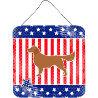 "Caroline's Treasures USA Patriotic Golden Retriever Wall or Door Hanging Prints BB3304DS66, 6"" x 6"", Multicolor"