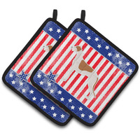 "Caroline's Treasures USA Patriotic Greyhound Pair of Pot Holders BB3305PTHD, 7.5HX7.5W, Multicolor"