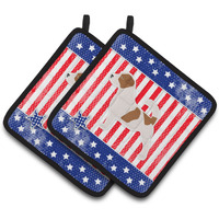 "Caroline's Treasures USA Patriotic Jack Russell Terrier Pair of Pot Holders BB3307PTHD, 7.5HX7.5W, Multicolor"